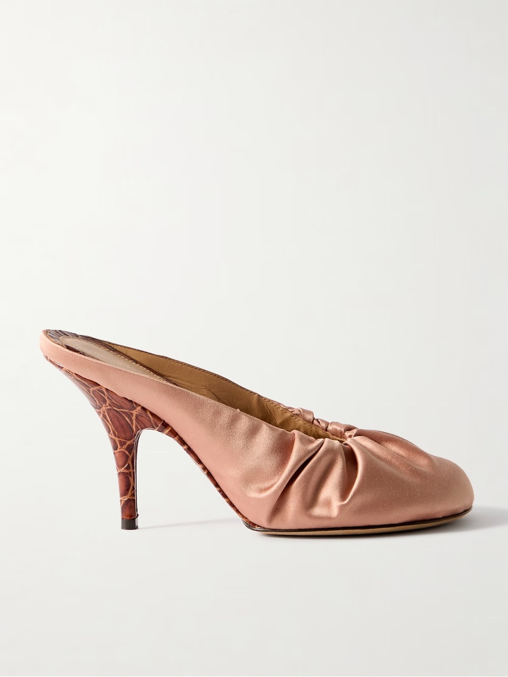 Dries Van Noten Ruched Satin Mules Blush NWT